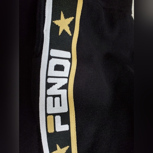 Fendi Black Knit Logo Side Band Jogger Sweat Pants - Picture 4 of 4